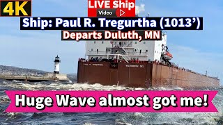 ⚓️Huge Wave almost got me! Ship 'Paul R. Tregurtha' departs Duluth, MN