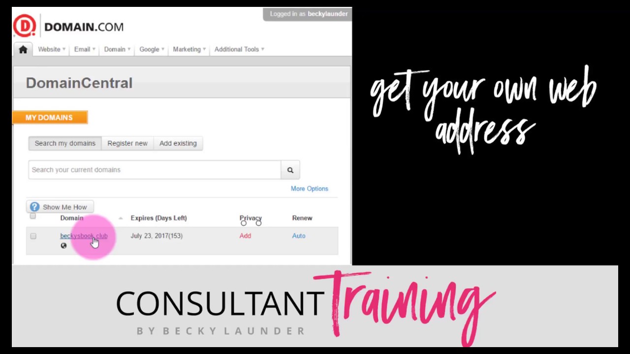 Get Your Own Web Address - myConsultant Training by Becky Launder