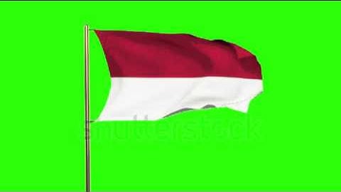 Monaco flag waving in the wind. Looping sun rises style. Animation loop. Green screen, alpha matte.