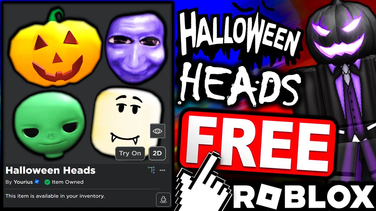 NEW FREE HALLOWEEN AVATAR HEADS! HOW TO GET THEM ALL! (ROBLOX FREE AVATAR  TRICKS) 