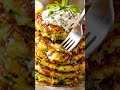 Golden Crispy Zucchini Fritters with Whipped Feta-Mint Dip &amp; Lemon Honey #mediterraneandiet