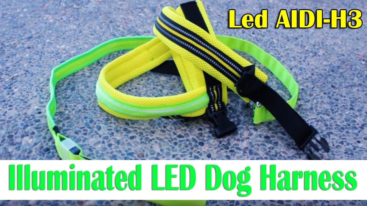 Illuminated LED Dog Harness | Harness Vest Double Fiber Nylon Mesh Led AIDI-H3