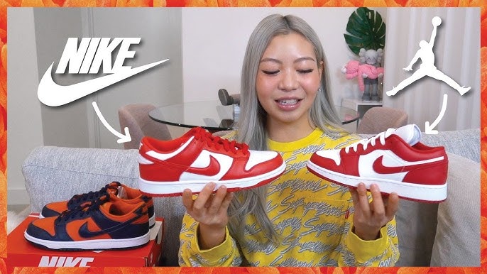 Nike Dunk Low Champ Colors + Jordan 1 Low 'Gym Red' VS Nike Dunk Low  'University Red' - YouTube