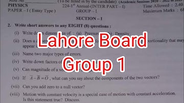 11th class physics Lahore board group 1  paper 2024 || Class 11 physics paper group 1 2024