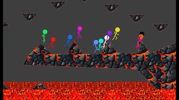 Escape from the Lava - Survival Stickman Race in Algodoo