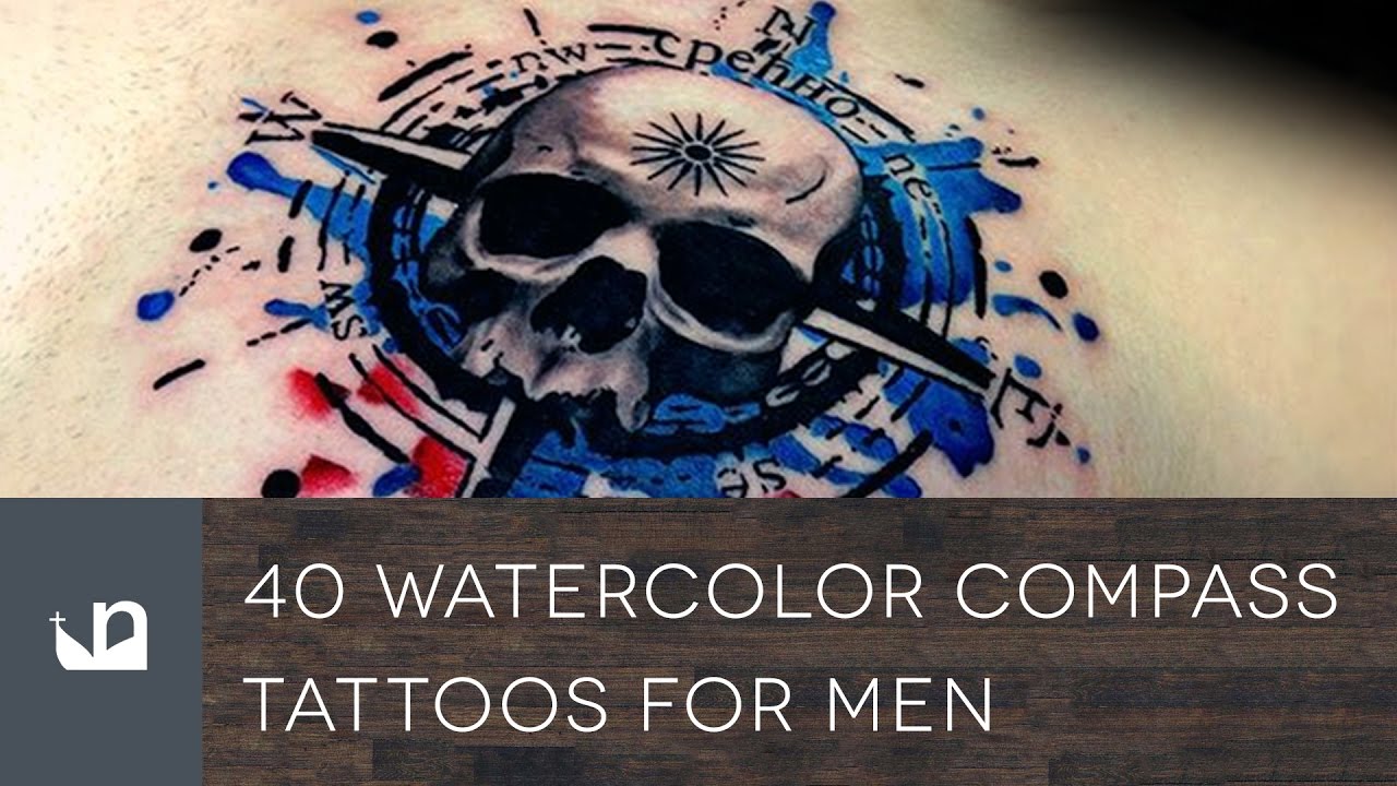 Watercolor compass  Black Rose Tattoo Shop