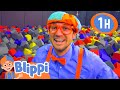 Blippi Visits an Indoor Trampoline Park (Boom Shaka)! | 1 HOUR OF BLIPPI TOYS!