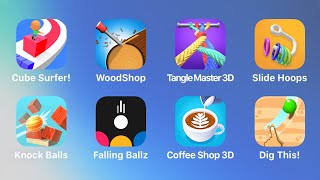 Cube Surfer, Wood Shop, Tangle Master 3D, Slide Hoops, Knock Balls, Falling Ballz, Coffee Shop 3D screenshot 2