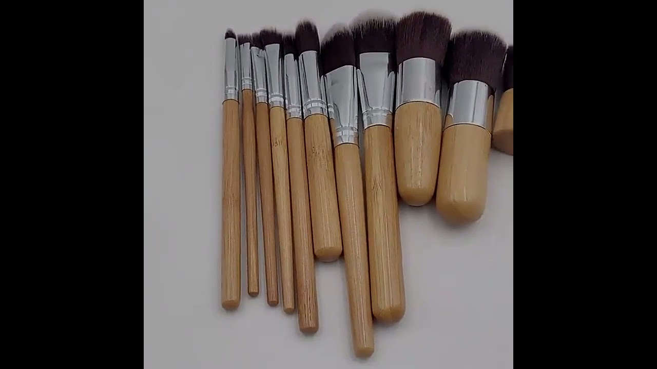 11PCS Brochas De Maquillaje De Bambu Kabuki Brushes China Custom Logo Natural Bamboo Handle