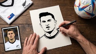 Chris Wood New Zealand Footballer Marker Pen Drawing | Realistic Portrait Art | Art Azad
