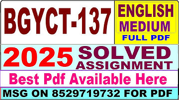 BGYCT 137 solved assignment 2025 || bgyct 137 solved assignment 2025 in English || ignou bgyct137