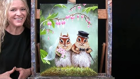 Leer hoe je een CHIPMUNK BRUILOFT kunt schilderen en tekenen met acrylverf - Schilderen en drinke...