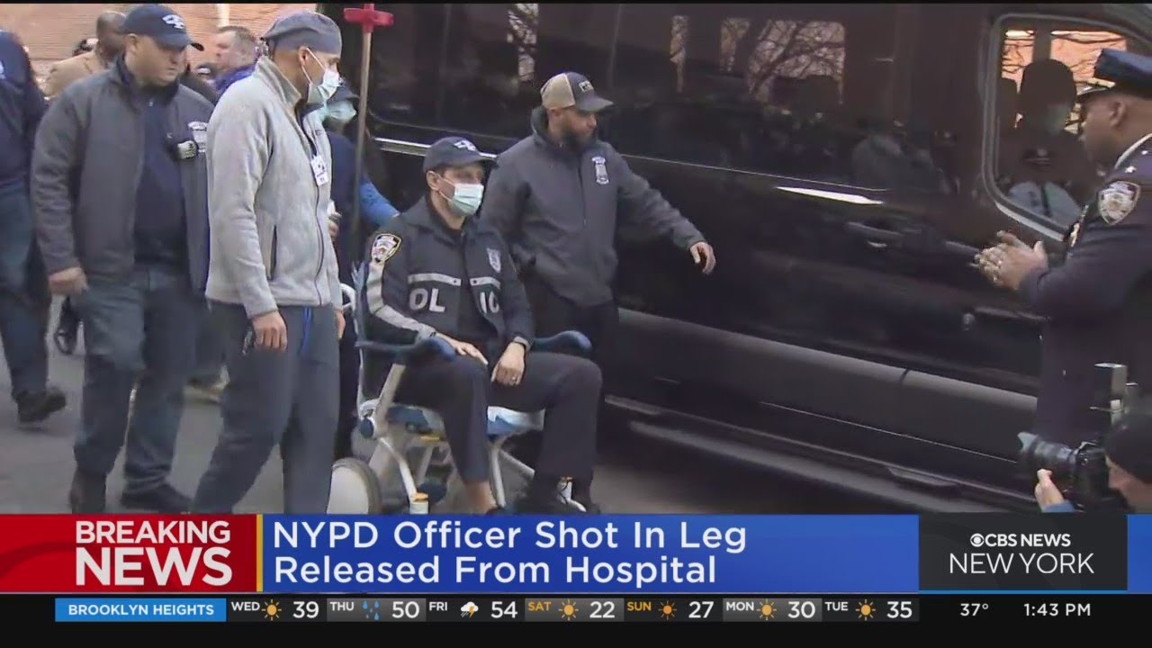 NYPD officer shot in the foot leaves hospital - YouTube