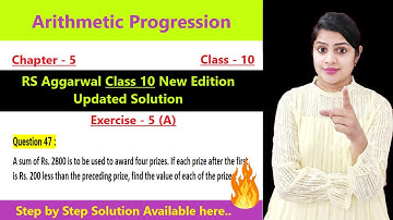 Ex 5a rs aggarwal class 10 q 47 | ex 5a q 47 | RS Aggarwal | New Edition | Arithmetic Progression