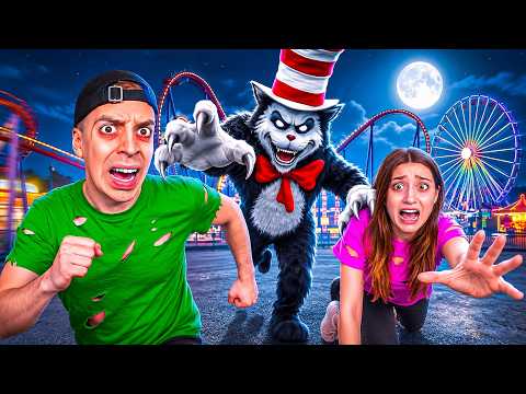 CAT IN THE HAT is chasing us at the AMUSEMENT PARK! 😭 (dangerous)