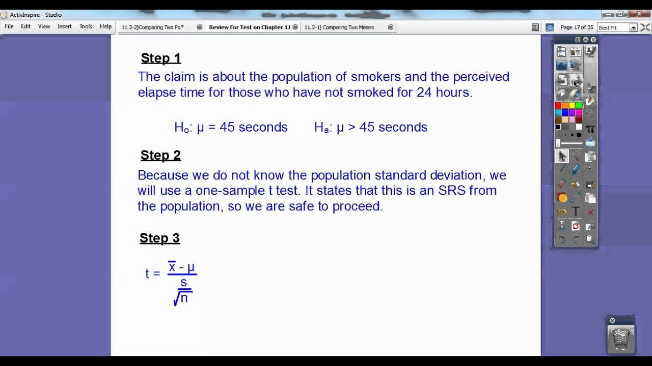 Review For Test on Chapter 11 t Inferencing 