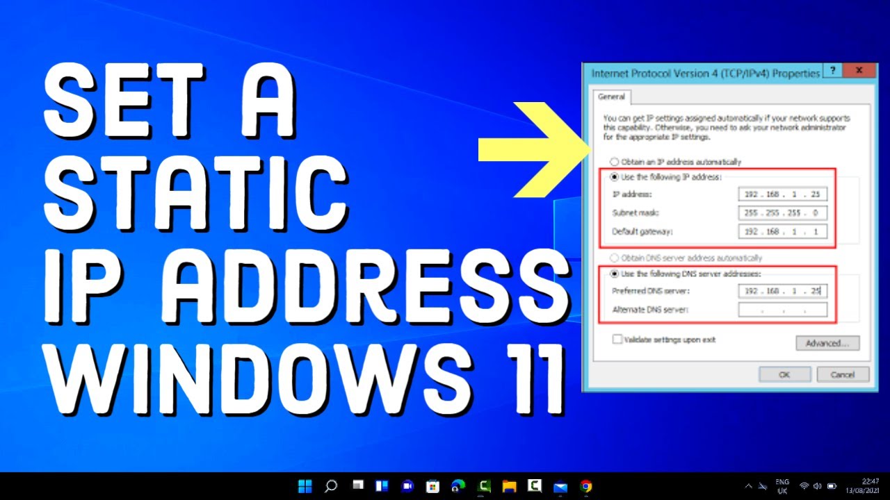 assign ip address windows 11