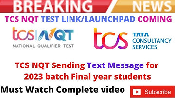 TCS NQT Exam link for 2023 batch | TCS SendingText message | TCS nqt update #TechJobs#tcs#tcsnqt2023
