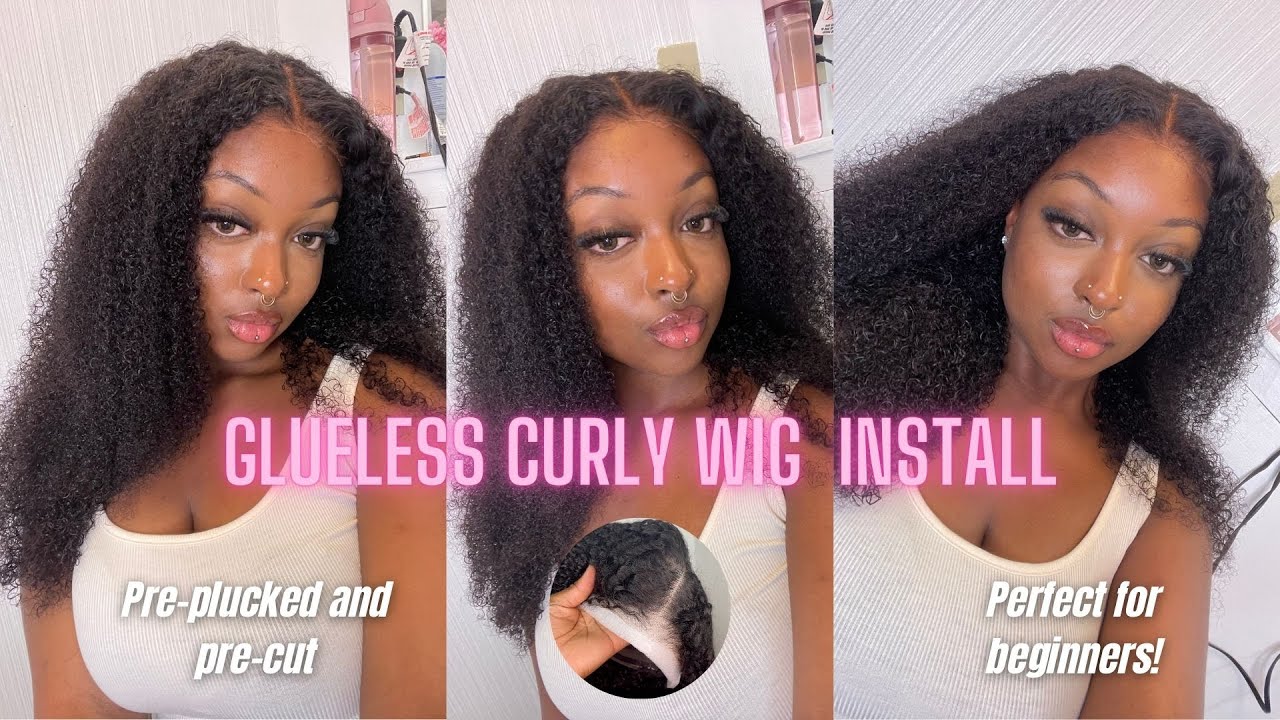 GLUELESS KINKY CURLY WIG INSTALL FOR BEGINNERS | Sunber Hair