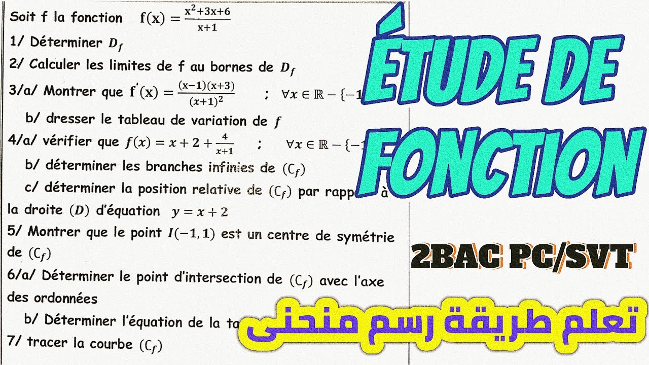 Étude des fonctions 2BAC PC/SVT préparer au contrôle 🚩 exercice corrigé