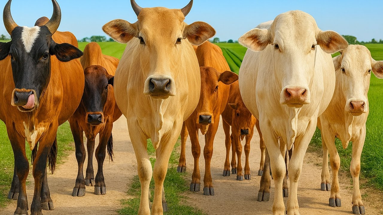 Aktivitas Sapi lembu Berlari Beramai-ramai Di Jalan, Suara Sapi Moo ...