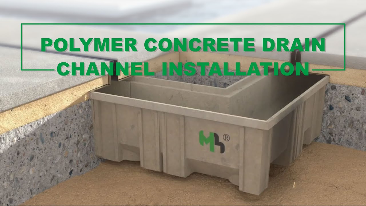 Polymer concrete drain channel installation video - YouTube