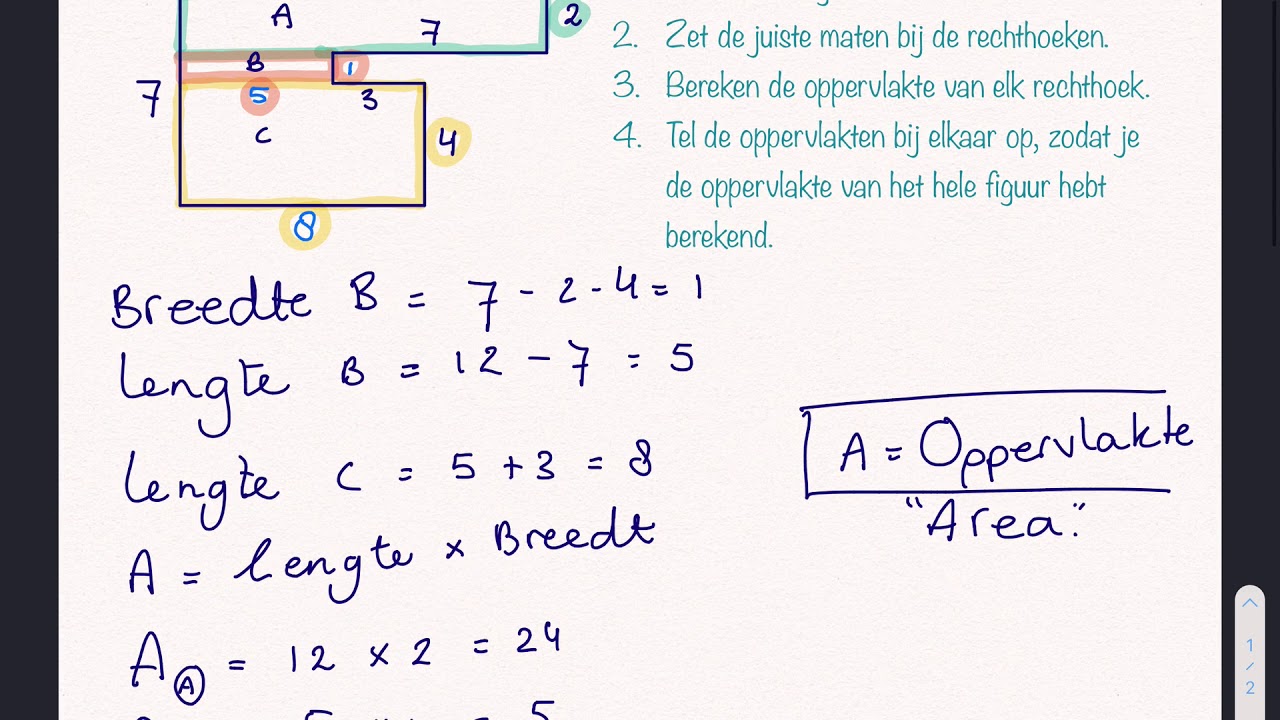 Oppervlakte van een figuur berekenen dmv rechthoeken - YouTube