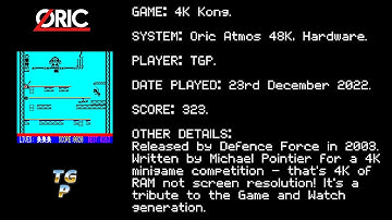 4K Kong by Defence Force - Oric Atmos - Actual Hardware - 323 points.