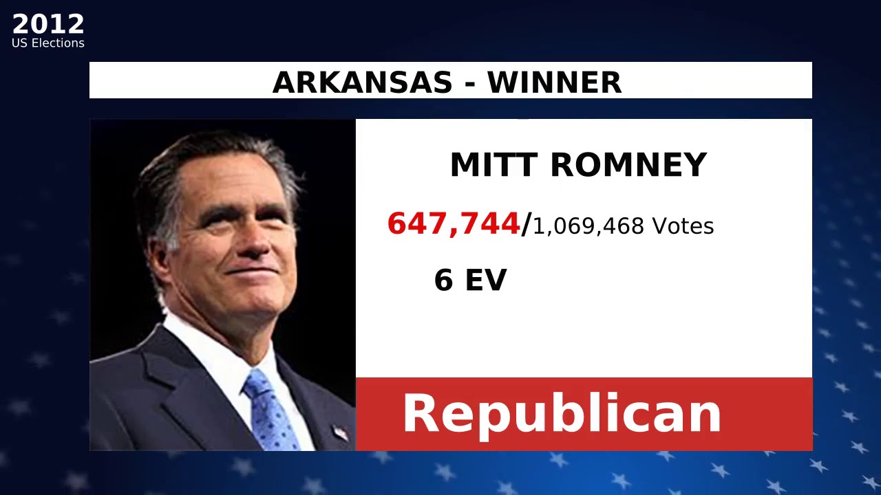 United States Arkansas election results 2012: MITT ROMNEY winner, Republican, BARACK OBAMA ...
