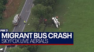 LIVE AERIALS: Multiple dead in crash involving migrant bus in North Florida