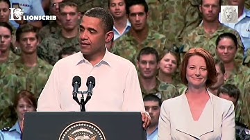 BARACK OBAMA ENJOYS THE AUSSIE AUSSIE AUSSIE CHEER IN AUSTRALIA