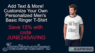 Add Text & More! Customize Your Own Personalized Men's Basic Ringer T-Shirt #Justinsestore
