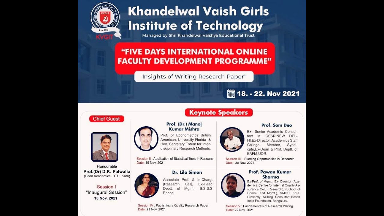 5 Days Online Faculty Development Programme (FDP) Insights of Writing ...