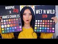 NEW WET N WILD 40 PAN EYESHADOW PALETTE v.s JAMES CHARLES PALETTE (I'm shook!!)