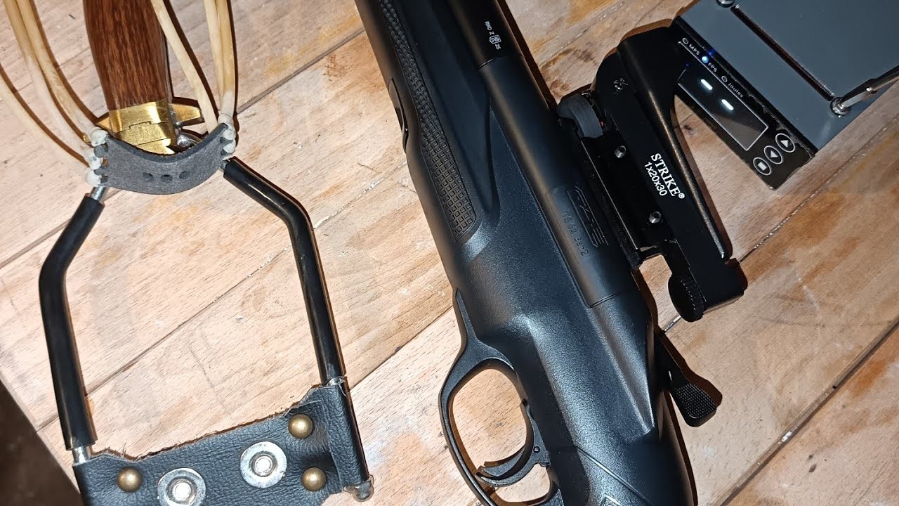 Slingshot (7joule) VS TS68 (14joule) VS TC68 (44joule); target: plastic bottle. 6.7g rub-steel balls