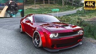 Dodge Challenger SRT Hellcat - Forza Horizon 5 | Steering wheel gameplay screenshot 5