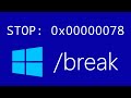 Windows Startup BSODs using 'Break'