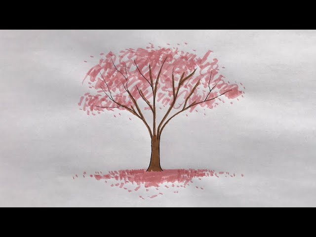 Cherry Blossom Tree Drawing Step By Step Fingerprint Spring Cherry