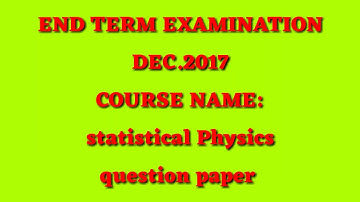 MSc Physics 2nd sem.. Statistical Physics QP