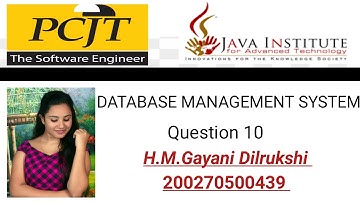 Java Institute | Database Management System | Question Set 10 | H.M.Gayani Dilrukshi