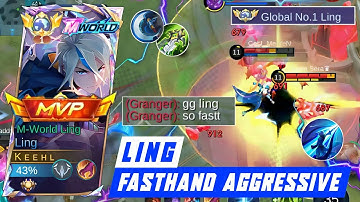 LING M-WOLRD FASTHAND & AGGRESSIVE GAMEPLAY! GLOBAL LING SOLO RANK - MOBILE LEGENDS