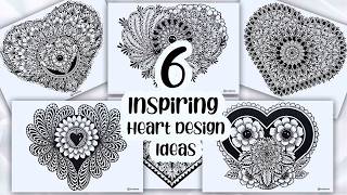 6 Inspiring Mandala Heart Designs🌼Mandala Heart Art Tutorial Step By Step