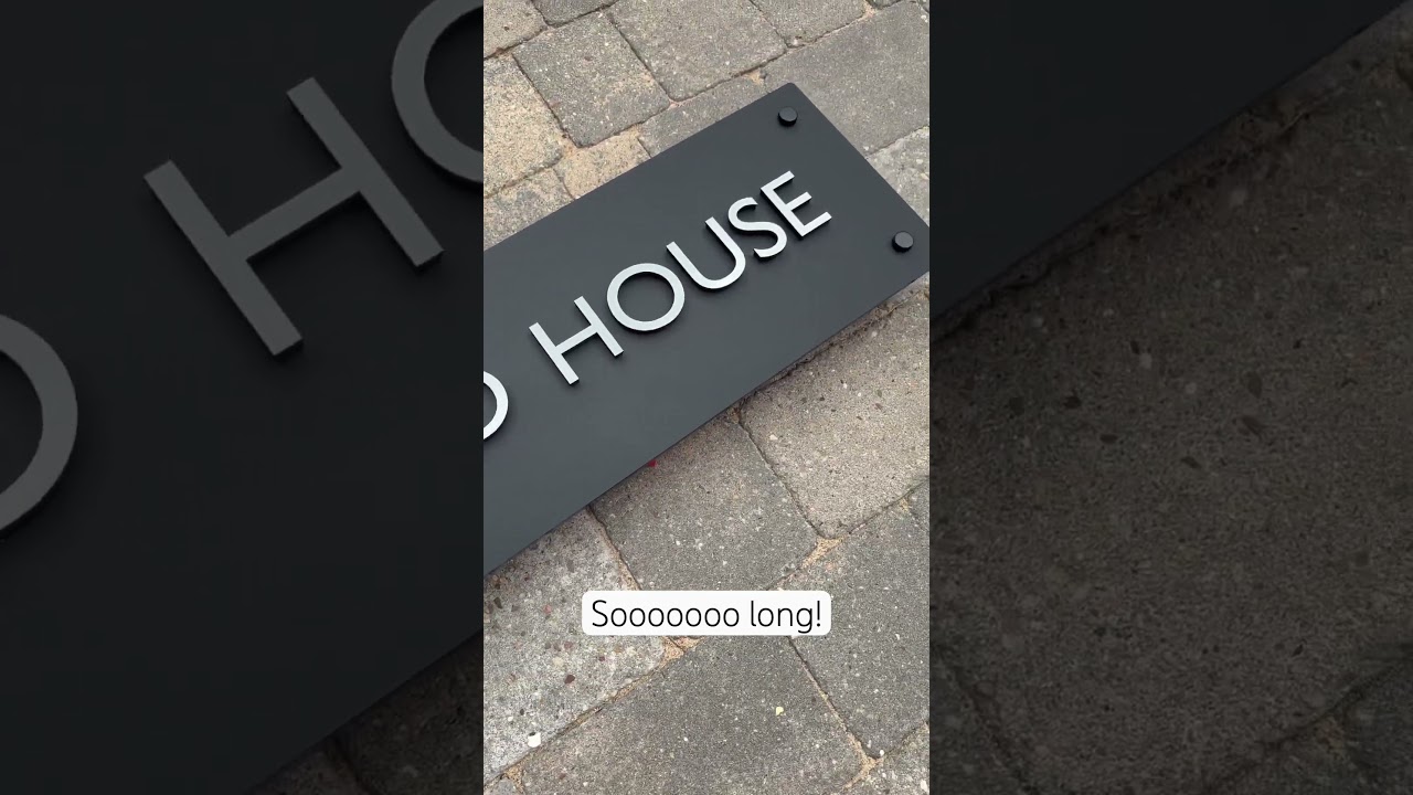 Extra long stand out house name sign. Weatherproof steel effect lettering 