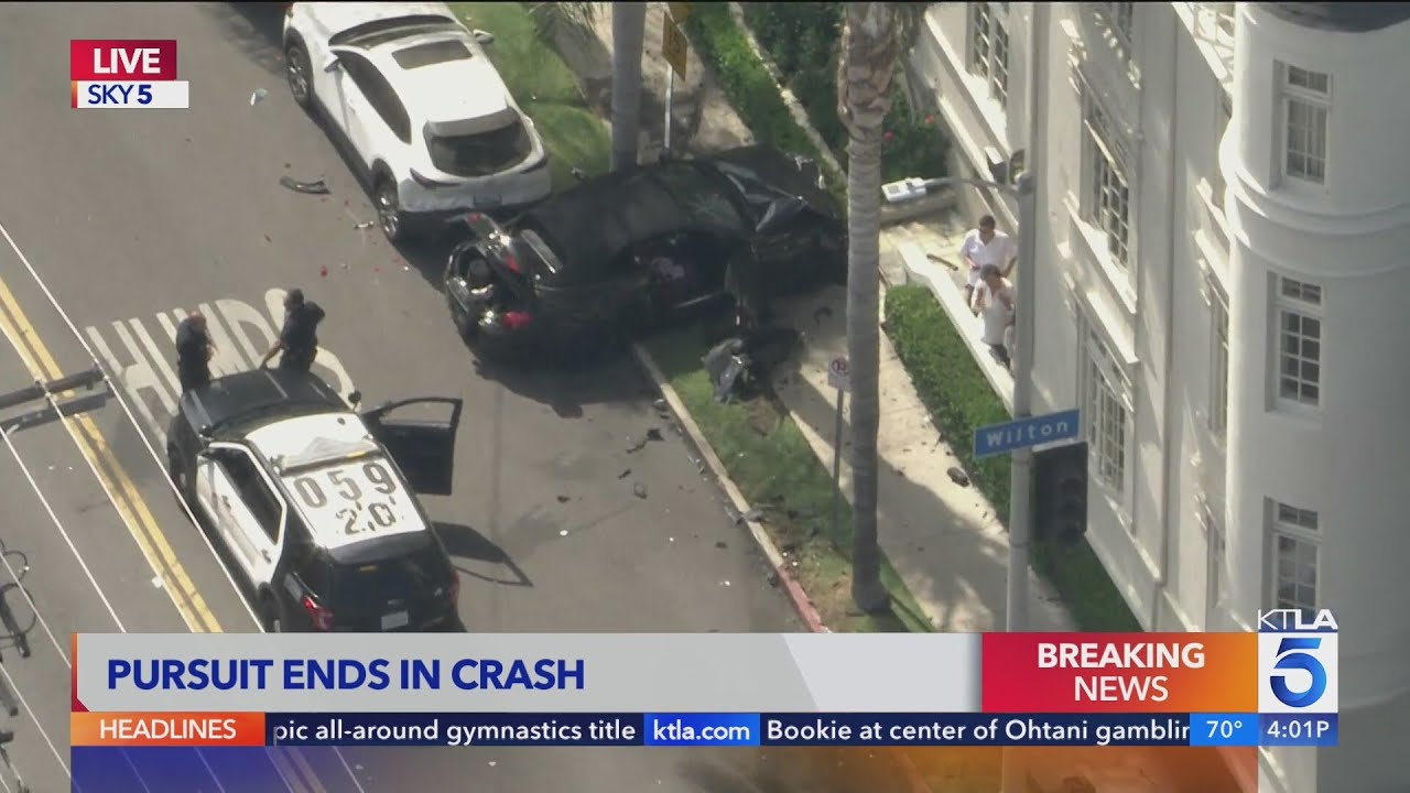 Suspect crashes into building during high-speed pursuit in L.A.'s ...