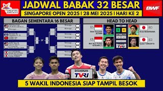 Jadwal Hari Ke 2 Babak 32 Besar Singapura open 2025 Jadwal Hari Ke 2 Babak 32 Besar Singapura open 2025