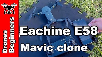 Eachine E58 720P Folding FPV Camera Drone Review Test in English