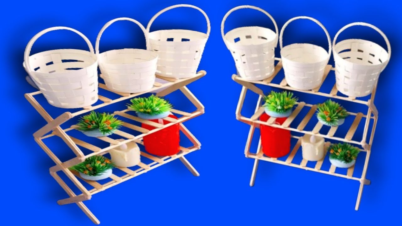 DIY Decor: how to make storage rack with ice cream Stick - YouTube