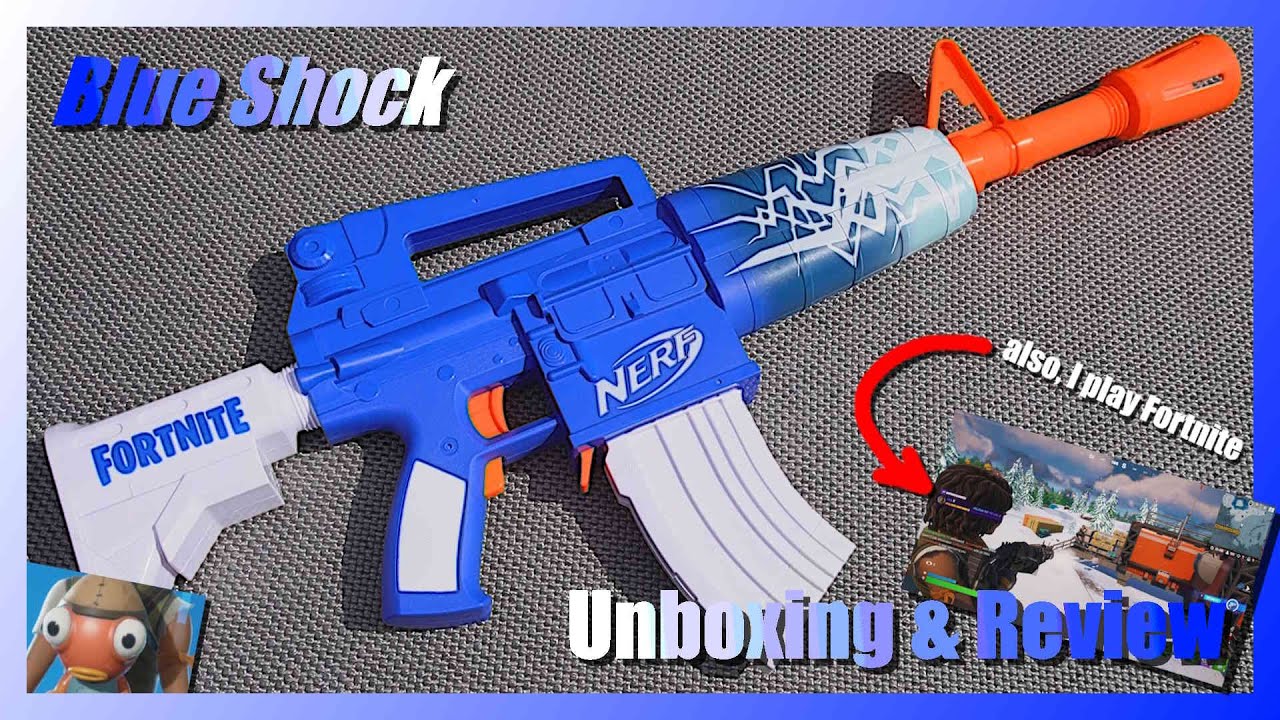 Nerf Fortnite Blue Shock - A Nerf M16 Blaster 