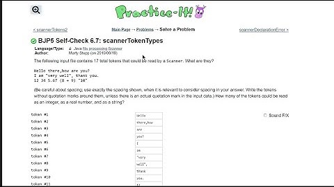 Java Practice It || 6.7 scannerTokenTypes || file processing, scanner,  tokens
