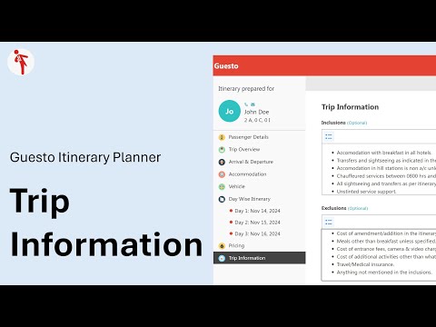 How to add Trip Information I Itinerary planning tool I Guesto - video from Guesto